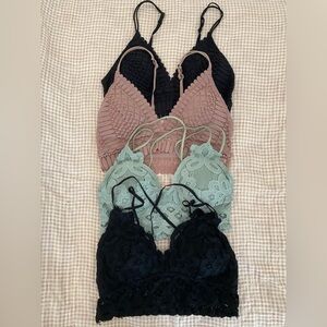Elegant Lace Bralette Set - Black, Dusty Pink, Seafoam Green, Black